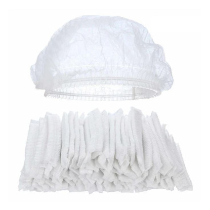 Capeline albe (bonete medicale cu elastic), 100 buc/set 