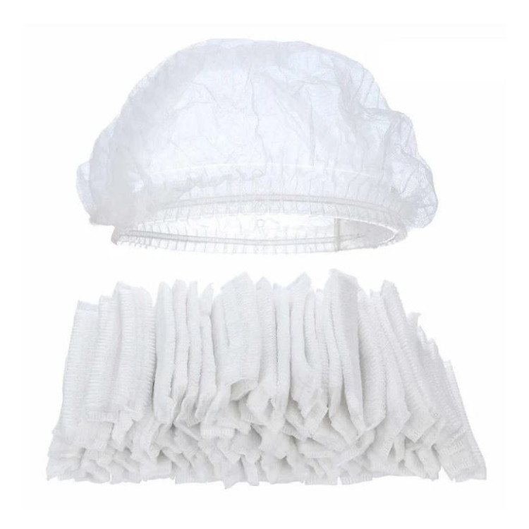 Capeline albe (bonete medicale cu elastic), 100 buc/set 