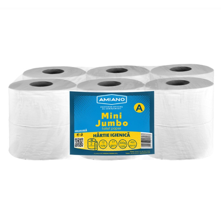 Hartie igienica profesionala mini jumbo ALBA 2 straturi, 12 role/bax 