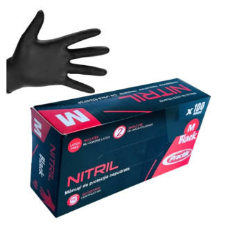 Manusi nitril nepudrate 100 manusi/cutie , negre, marime M