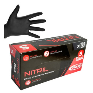 Manusi nitril nepudrate 100 manusi/cutie , negre, marime S