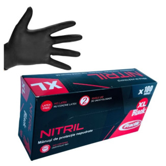 Manusi nitril nepudrate 100 manusi/cutie , negre, marime XL